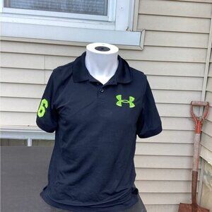 Tomato girl Under Armour Boys Heat Gear Polo Shirt Black Short Sleeve Size xl